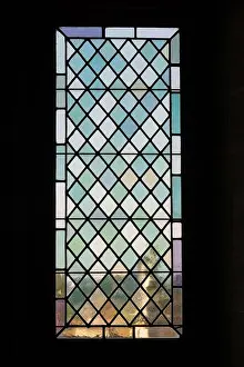 Glazed Prints: Antique multicolored medieval stained glass window panel in Avignon, France