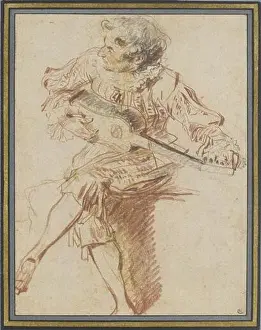 Antoine Watteau's Study of a Seated Guitarist is a work in sanguine and black chalk from the early 18th century