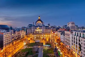 Antwerp, Belgium cityscape at Centraal Railway Station from night till dawn