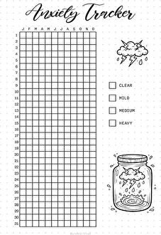 Anxiety Prints: anxiety tracker Bullet Journal Printable Planner Page Template