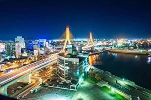 Images Dated 26th October 2012: Aomori, Japan cityscape at the Bay Bridge at night