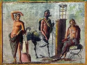 Museums Prints: Apollo, Chiro, Asclepius, Fresco Pompeii Roman City is located near Naples in the Campania region of Italy