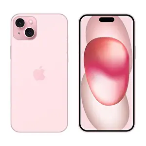 Apple iPhone 15 Plus Pink. Mockup front screen phone and back side iphone. Editorial vector isolated on white background