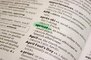 Dictionary Prints: Apricot word or phrase in a dictionary