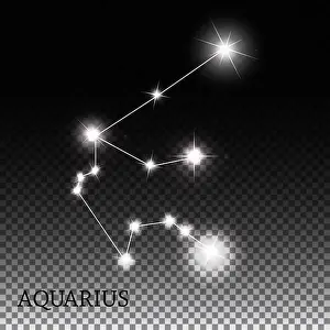 Astrological Prints: Aquarius Zodiac Sign of the Beautiful Bright Stars Vector Illust