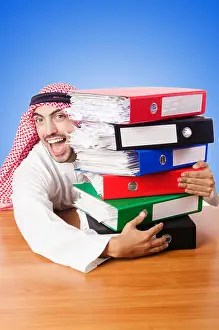 Ethnic Prints: Arab businessman in business concept on white