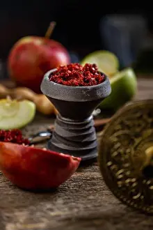 Nicotine Prints: Arabian stone hookah head filled with apple and pomegranade flavoured tobacco