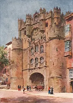 Santa Maria Prints: Arch of Santa Maria, Burgos, Spain, by William Wiehe Collins 1909 old print