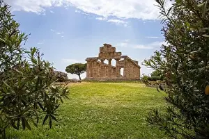 Archaeological Park Paestum historical ruins of temples of Roman times Campania Salerno Italy