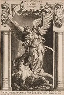 Archangel Prints: The Archangel Michael Defeating Satan, in a Niche, 1588 or later
