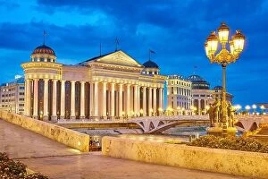 Images Dated 29th August 2017: Archeological Museum of Macedonia at evening, Skopje, Republic of Macedonia