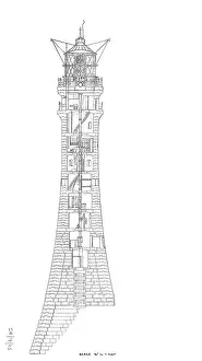 Navigation Prints: Architectural drawing of the Fastnet Lighthouse, Ireland