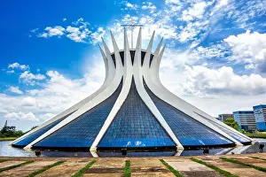 Catedral Prints: Architectural landmark Brasilia Cathedral in Brasilia, capital of Brazil