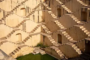 Jaipur Prints: Architecture of stairs at Abhaneri baori stepwell in Jaipur Rajasthan india