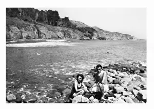 Honeymoon Prints: Archive Photo: Couple on the rocks (c1945)