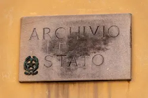 Lucca Prints: The Archivio Stato (State archive) on Piazza Guidiccioni in the city of Lucca in the Tuscany region of Italy