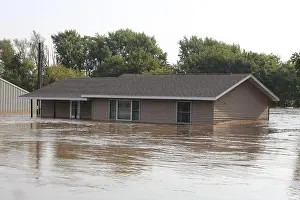 Flooding Prints: An area of Leon, Wis. shows flooding Aug