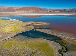 4x4 Off Road Prints: Argentina: Puna - aerial view of the colorful Laguna Carachi Pampa