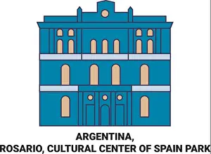 Patagonia Prints: Argentina, Rosario, Cultural Center Of Spain Park travel landmark vector illustration