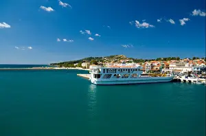 Cephalonia Prints: Argostoli-Lixouri ferry, Lixouri harbour and town