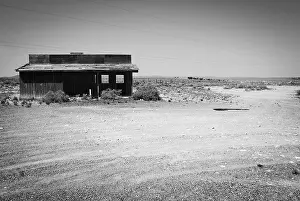 Arizona deserted dirt road wood building landscape architecture at two guns ghost town along route 66 just east of flagstaff