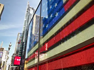 American Flag Prints: US Armed Forces Recruiting Station, Times Square, American Flag Neon Sign, NYC