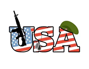 Independence Day Prints: US Army emblem. Flag of United States