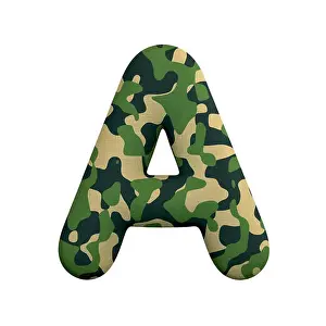 Camo Prints: Army letter A - Capital 3d Camo font isolated on white background