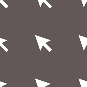 Searching Prints: arrow cursor, computer mouse icon sign. Seamless pattern on a gray background. Vector
