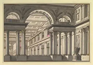Eye Catching Prints: Art inspired by Design for a Stage Set: Classical Arcaded Gallery with Triumphal Arch Motif
