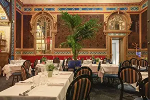 Inns Prints: Art Nouveau brasserie La Cigale on Place Graslin in the evening