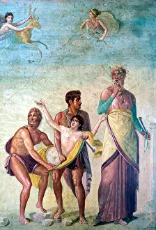 Pompeii Prints: Artemis sends a deer to spare the sacrifice of Iphigenia