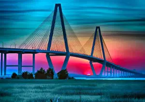 South Carolina Prints: The Arthur Ravenel Jr. Bridge seen from Mount Pleasant, South Carolina