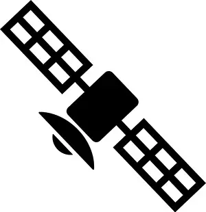 Provider Prints: Artificial satellite silhouette icon. Editable vector