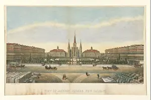 New Orleans Prints: Artist: J. Durler, American, View of Jackson Square