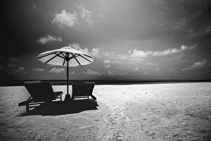 Images Dated 3rd May 2018: Artistic black and white beach landscape. Summer holiday and vacation concept