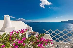 Images Dated 9th October 2019: Artistic travel landscape, Santorini, Greece. Famous view of traditional white architecture
