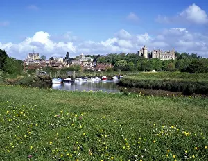 Palais Prints: Arundel Castle and Cathedral view from the banks of the River Arun scanned from medium format slide