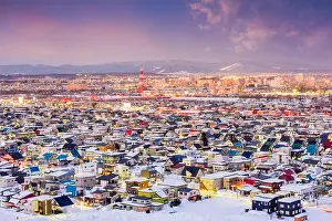 Asahikawa, Japan winter cityscape in Hokkaido