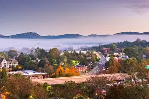 Asheville, North Carolina, USA downtown skyline at dusk