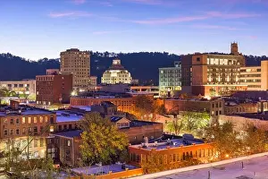 Asheville, North Carolina, USA downtown skyline at dusk