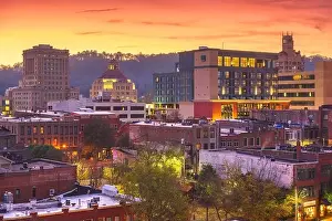 Asheville, North Carolina, USA downtown skyline at dusk