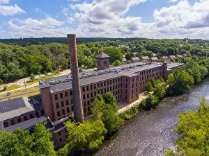 Rhode Prints: Ashton Mill aerial view at Blackstone River in historic town of Cumberland