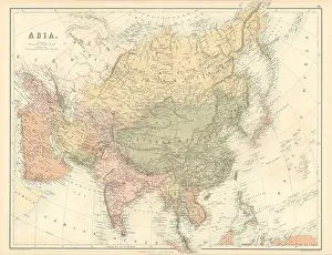 Coloured Prints: Asia. Arabia Siam China Anam Persia Abou Thubbi (Abu Dhabi) BARTHOLOMEW 1862 map