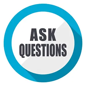 Questions Prints: Ask questions blue flat design web icon