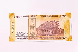 Funds Prints: Assam, india - March 30, 2021 : Indian new 200 Rupees note stock image