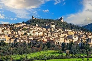 Images Dated 1st February 2022: Assisi, Italy town skyline with the Basilica of Saint Francis of Assisi