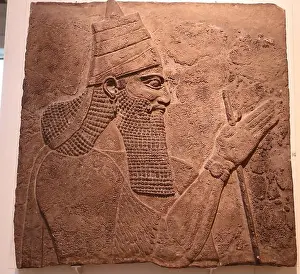 Exhibits Prints: Assyrian relief of Tiglath-pileser III from Nimrud at the British Museum, London, UK