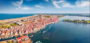 Lagoon Bay Prints: Astonishing summer view from flying drone of Sottomarina town