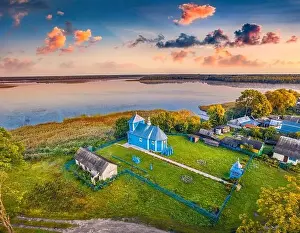 Astonishing summer view from flying drone of Svyato-Symeonivsʹka church